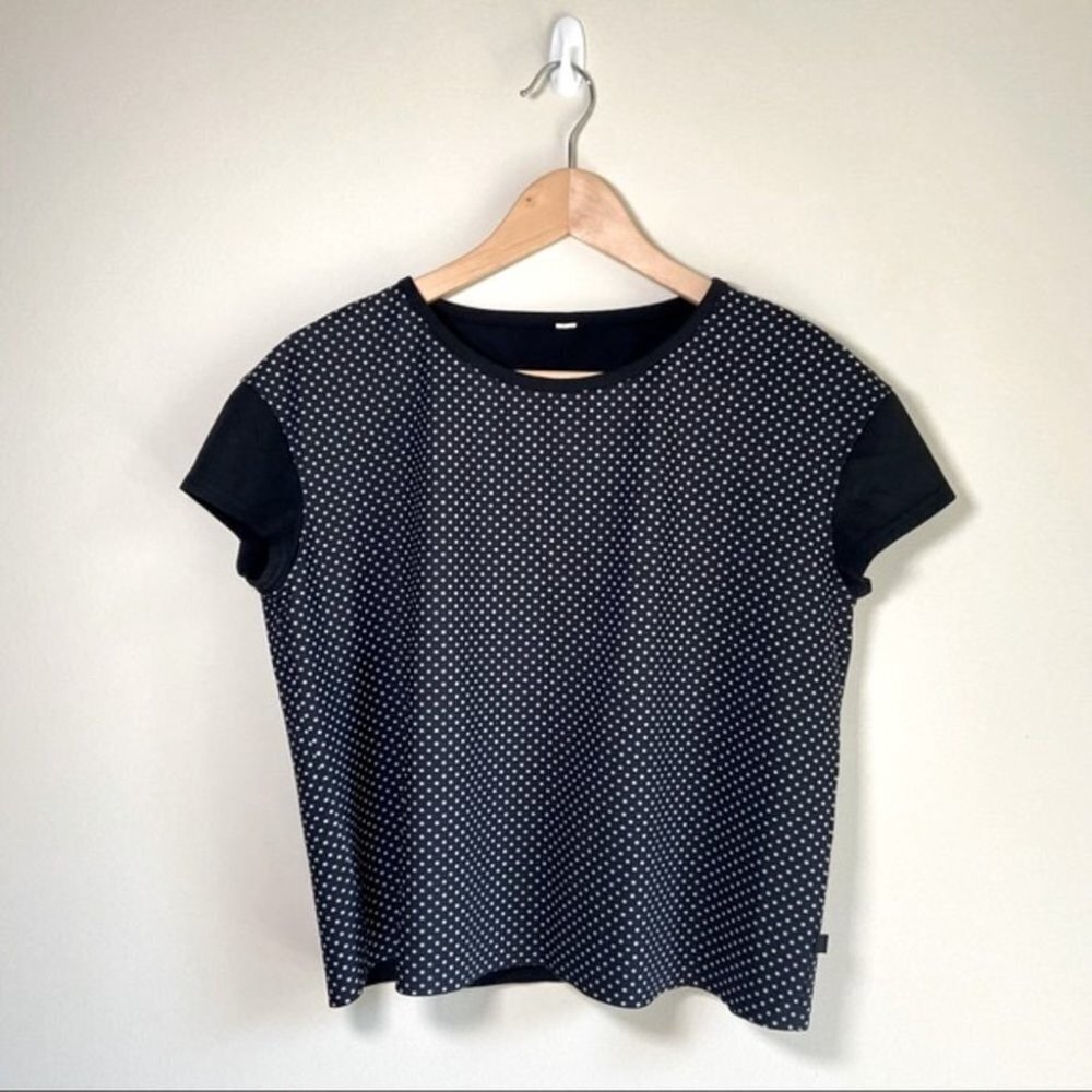 Lululemon Black Ghost Polka Dot Crop Tee Large 10
